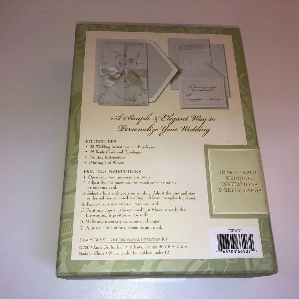 Always Anna Wedding Invitations 25 Count NWT in‎ Box